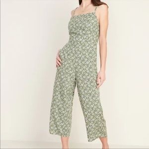 Green floral jumpsuit romper